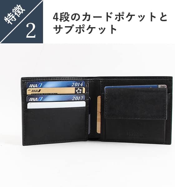 ブースターズ プエブロ 二つ折り財布 小銭入れ付き 財布 薄型 本革 革 カード 札入れ [3]