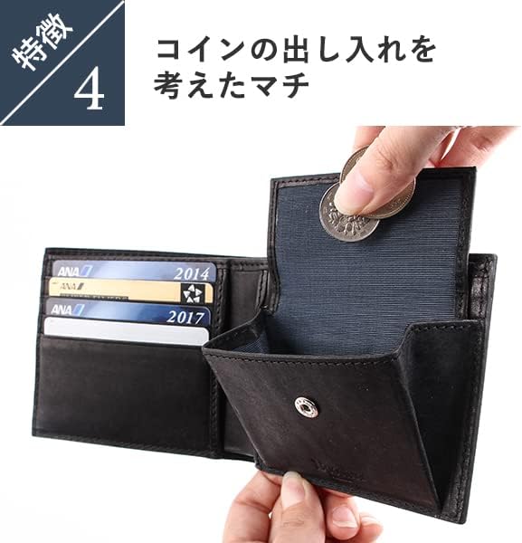 ブースターズ プエブロ 二つ折り財布 小銭入れ付き 財布 薄型 本革 革 カード 札入れ [4]